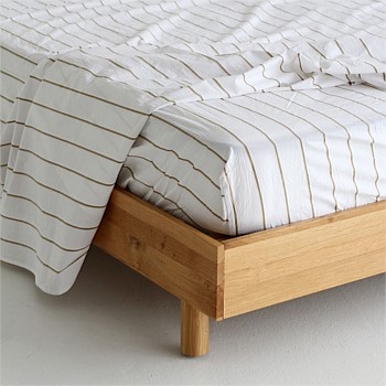 Stonewash Cotton Fitted Sheet - Khaki Stripe