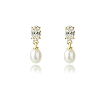 Oceans Whitsundays Freshwater Pearl Earrings - Gold