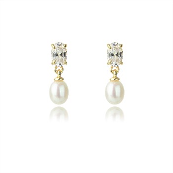 Oceans Whitsundays Freshwater Pearl Earrings - Gold