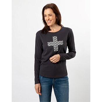 L/S Tee Charcoal Chain Cross