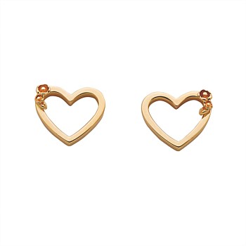 KWJ Botanical Heart Studs YG