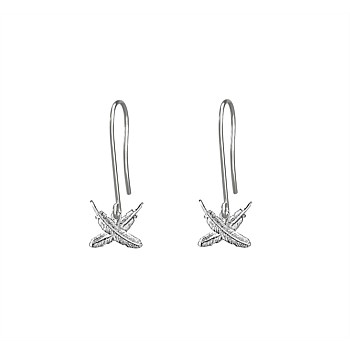 Petite Feather Kisses Hook Earrings Silver