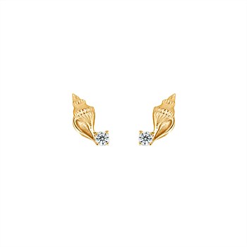 Pearly Shells Studs Gold Plate