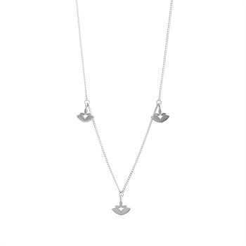 Lotus Little Flower Trio Necklace Silver