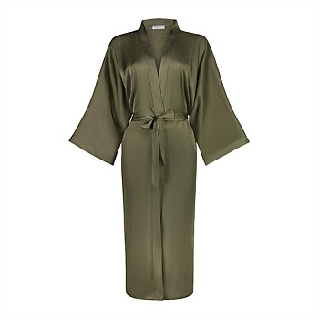 Florence olive satin robe