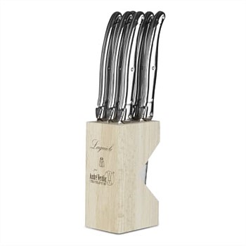 Knife Block with 6 Stainless Steel Steak Knives