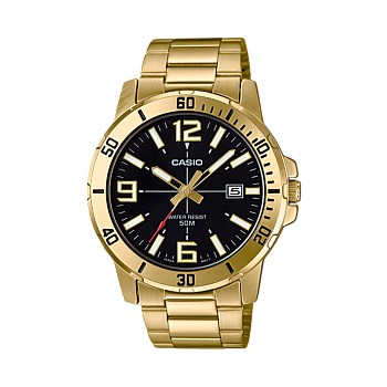 Mens Gold Plated 50 Metre Water Resistant Analogue Watch