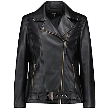 Lou Womens Faux Leather Biker Jacket