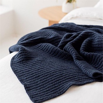 Ribbed Wool Throw Blanket