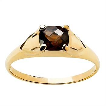 Mini Chequerboard Ring | 6x5mm Smoky Quartz