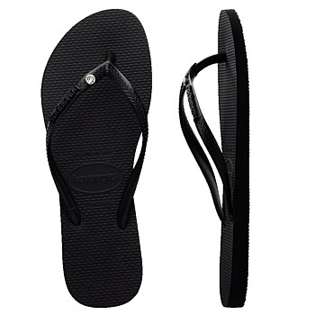 Slim Metal Logo Crystal Flip Flops