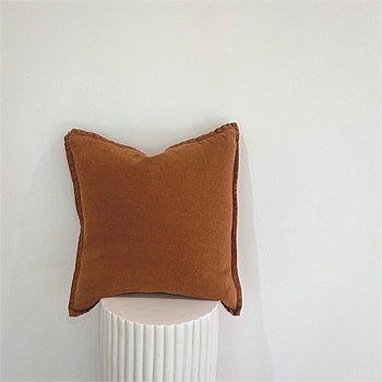 100% Belgium Linen Vintage Washed Cushion- Feather Filled - Tobacco