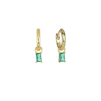 Baby Baguette Earrings - Gold/Green