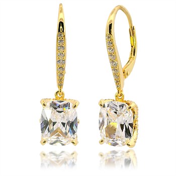 Elaine Cushion Cut Earrings - Gold
