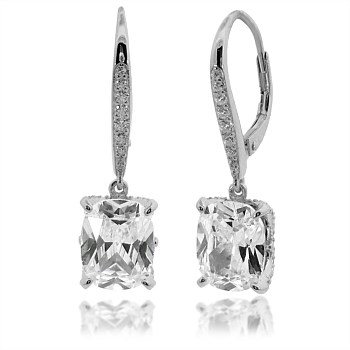 Elaine Cushion Cut Earrings - Silver