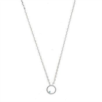 Opal Glow Blue Created Opal Circle Pendant Silver