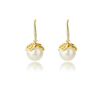 Palm Cove Freshwater Pearl Earrings Gold