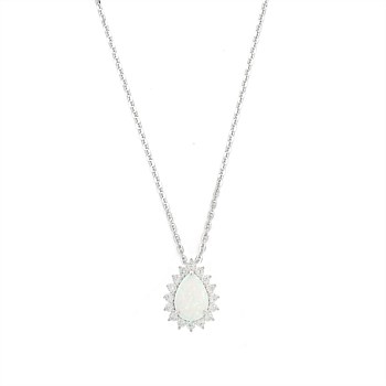 Rozelle White Created Opal Pendant Silver