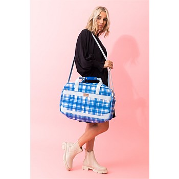 Leigh Blue & White Tartan Duffle Bag