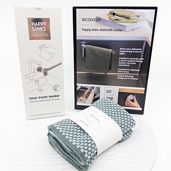 Happy Sinks Cloth Holder and Heritage Dishcloth 2pk