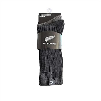All BlacksRibbed Wool Sock | 2 pack