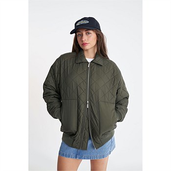 Quilted Longline Bomber Jacket