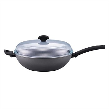 Per Benessere Ceramic Nonstick Induction Covered Wok with Helper Handle 32cm