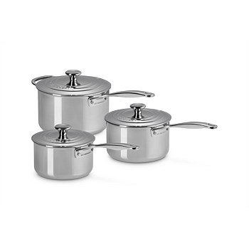 Signature 3ply Stainless Steel Set of 3 Saucepans with Lids
