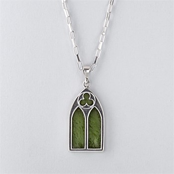 Gothic Charm Pendant in Sterling Silver with Pounamu