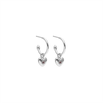 Petite Puffed Heart Hoops
