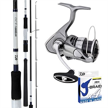 Exceler LT3000D-C & Exceler Oceano 762MHFS  Fishing Rod and Reel Combo + X4 135M 15Lb