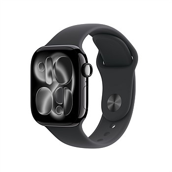 Apple Watch Series 11 GPS + Cellular 42mm Jet Black Aluminium Case with Black Sport Band
