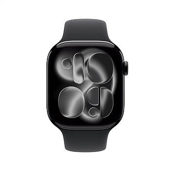 Apple Watch Series 11 GPS + Cellular 46mm Jet Black Aluminium Case with Black Sport Band