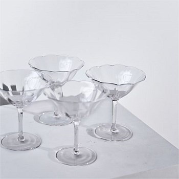 Fleur Cocktail Coupe- Set of 4- Clear