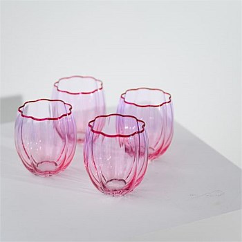 Petal Stemless Glass- Set of 4- Lilac/Blush
