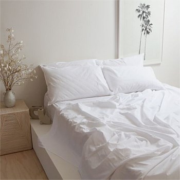 100% Stonewashed Cotton Sheet Set- White