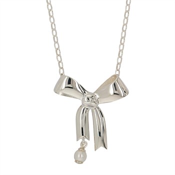 Bow Necklace with 5.5mm Fresh Water Pearl