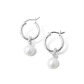 Silver Perle Classic Hoop Earrings