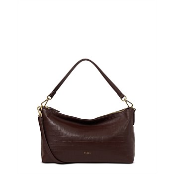 Claudia Shoulder Bag Espresso Croc