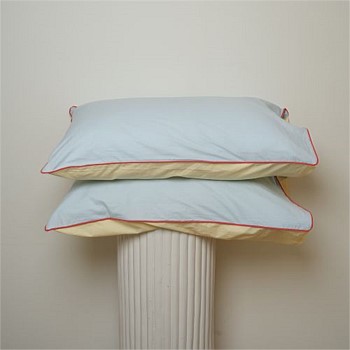 100% Stonewashed Cotton Pillowcase Pair- Butter/Sky Reversible
