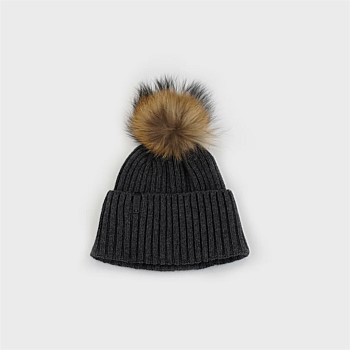 Rib Beanie with Pompom