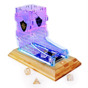 Tabletop LED Dice Tower and 7pc Clear Dice Set
