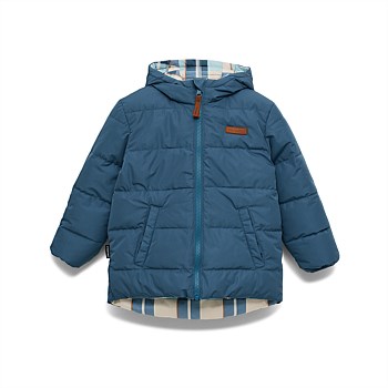 Reversible Eco-Puffer - Blue Plaid