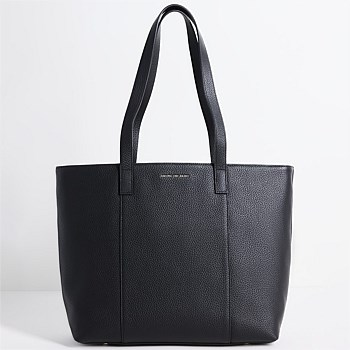 Milan Black Leather Tote Bag