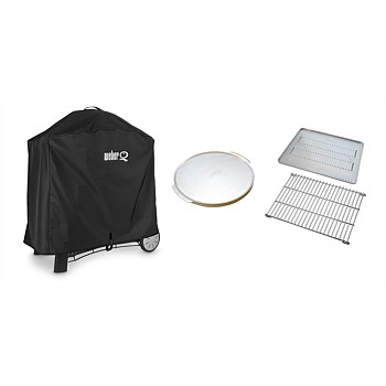 BUNDLE Family Q3100 Pizza Stone, Roasting Trivet and Cover