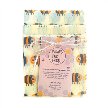 Beeswax Reusable Food Wraps 3 Pack - Bees