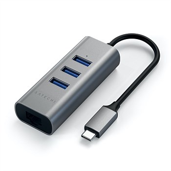 USB-C 2-in-1 3 Port USB 3.0 Hub & Ethernet
